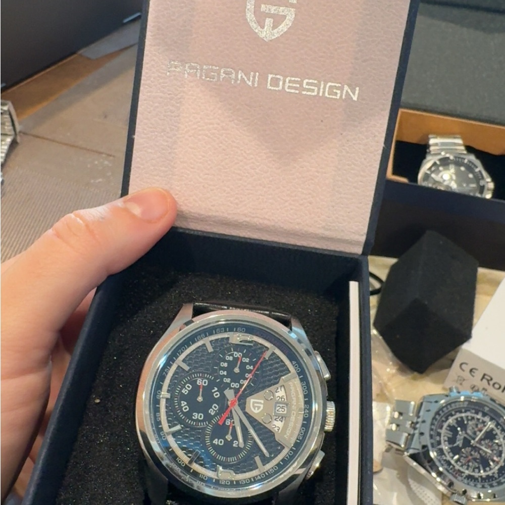 Men's Black and Silver Watch